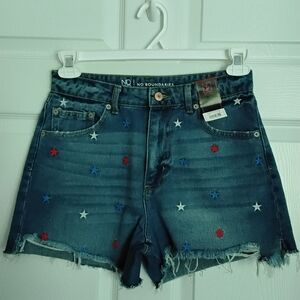 Womens No Boundaries Patriotic Blue Jean Shorts
